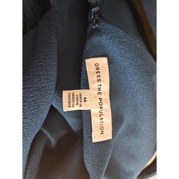 NEW, Dress The Population Darleen Floral Midi Dress Peacock Blue M #MD1496 - Picture 7 of 8